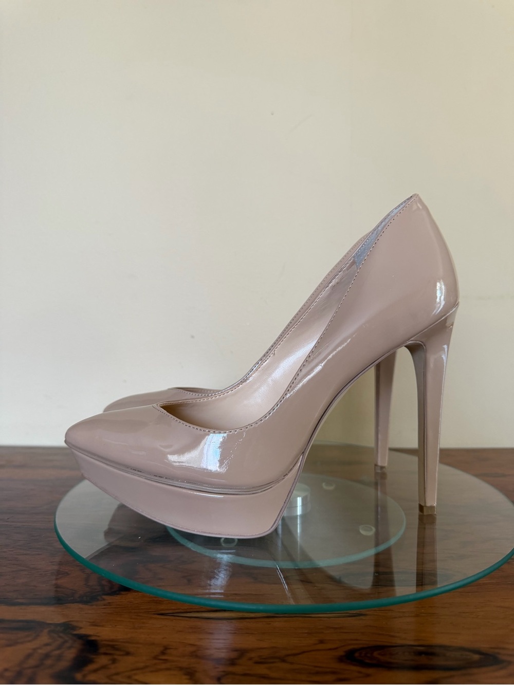 Jessica Simpson Venisse Nude Patent Pointed Platform Pumps in 8.5